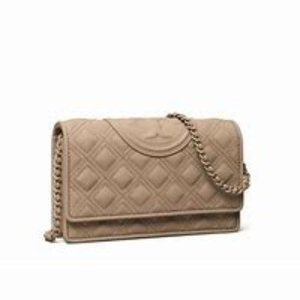 Tory Burch $448 142518 Fleming Matte Chain Wallet Grey Heron NWT!